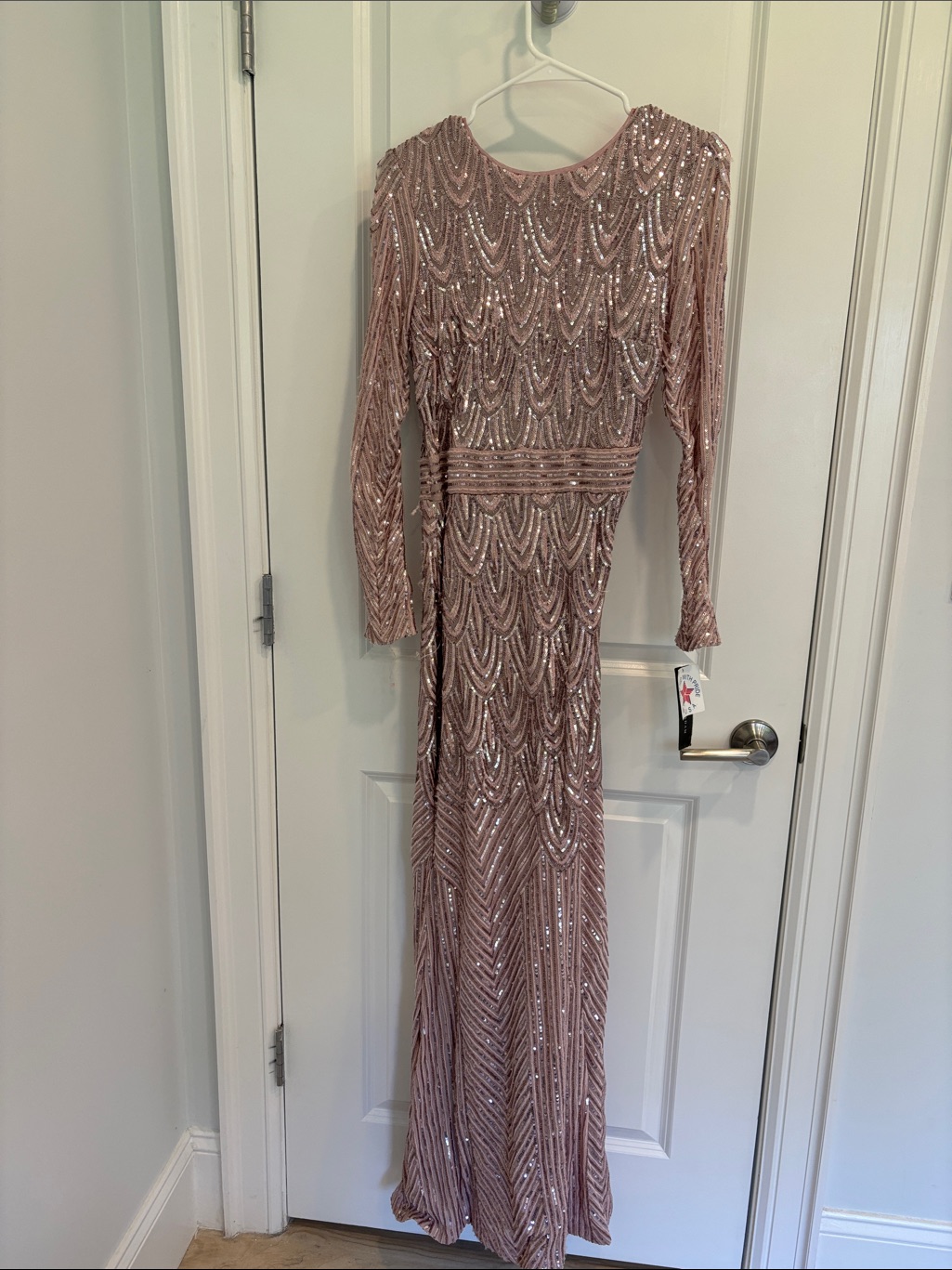 Long Sleeve Sequin Maxi Dress In Rose Gold